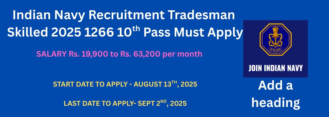 Indian Navy Recruitment Tradesman Skilled 2025 1266 10th Pass can earn up to 63,200 per Month Check How