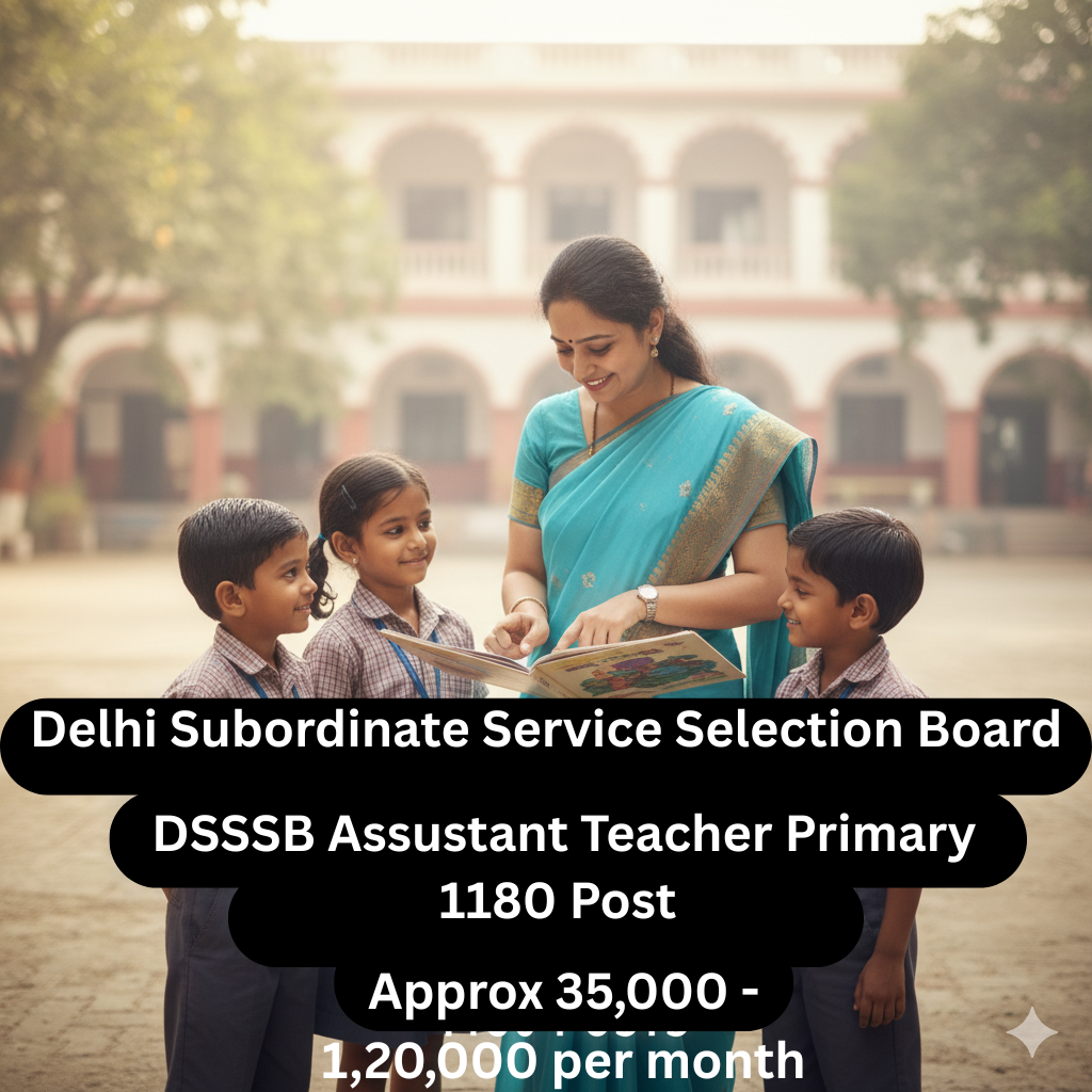 DSSSB PRT Primary Teacher Recruitment 2025 for 1180 Post