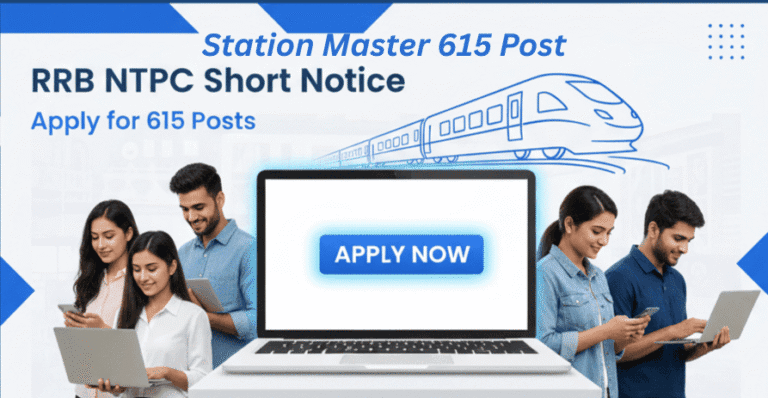 RRB NTPC Station Master 2025 short notice apply online 615 posts