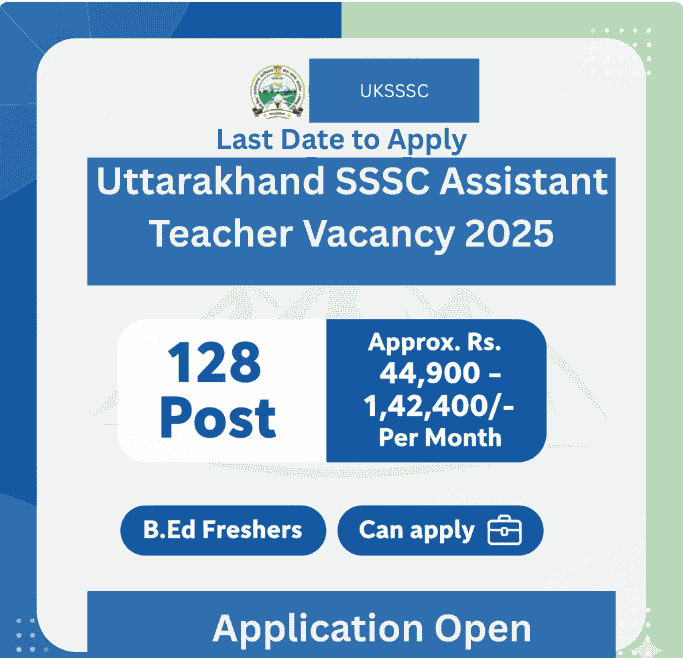 UKSSSC Recruitment 2025 Last Date to Apply for Assistant Teacher (128 Posts) Check Now