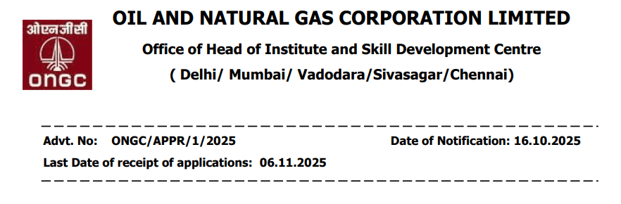 ONGC Apprentice 2025 notification download