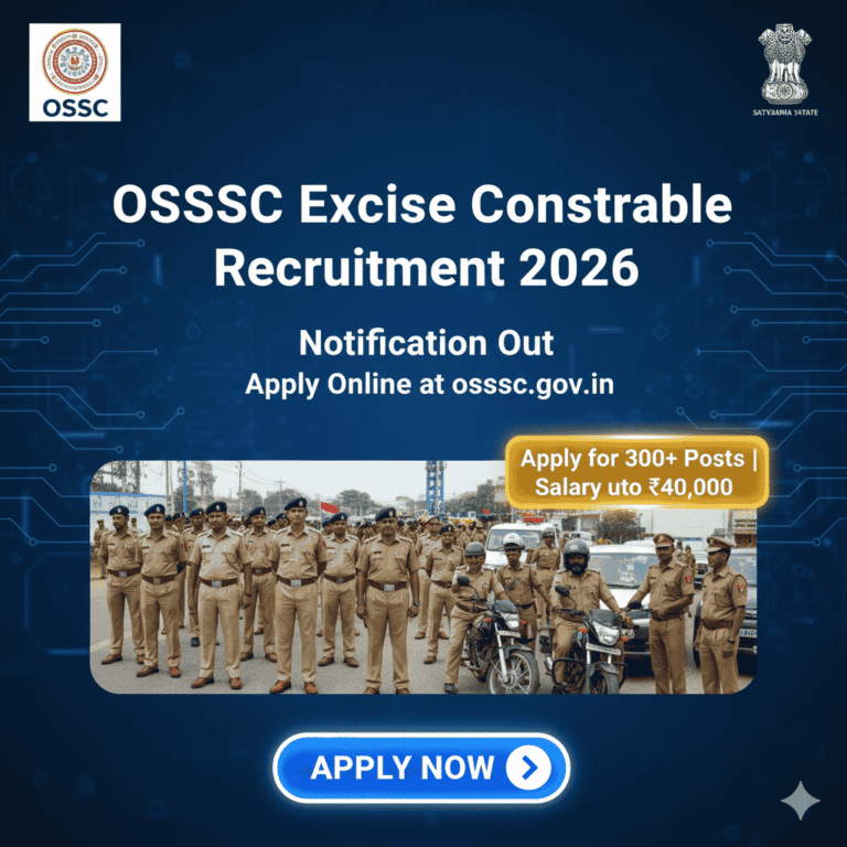 OSSSC Excise Constable Recruitment 2026 Notification Out – Apply Online at osssc.gov.in.