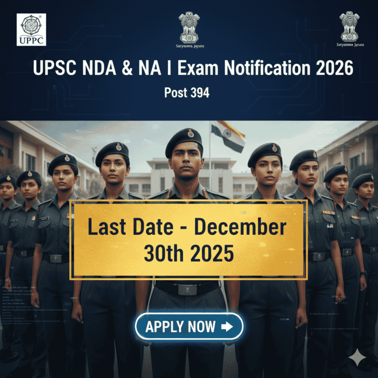 PSC NDA & NA I Exam Notification 2026 Post 394 Don't Miss Last Date