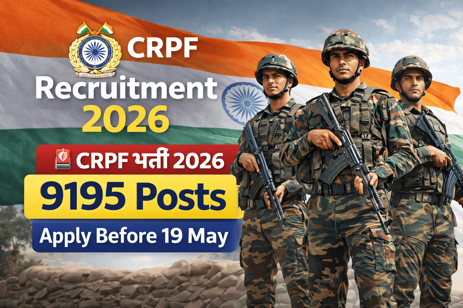 CRPF Recruitment 2026 (9195 Posts) – Apply now or Miss This Govt Job
