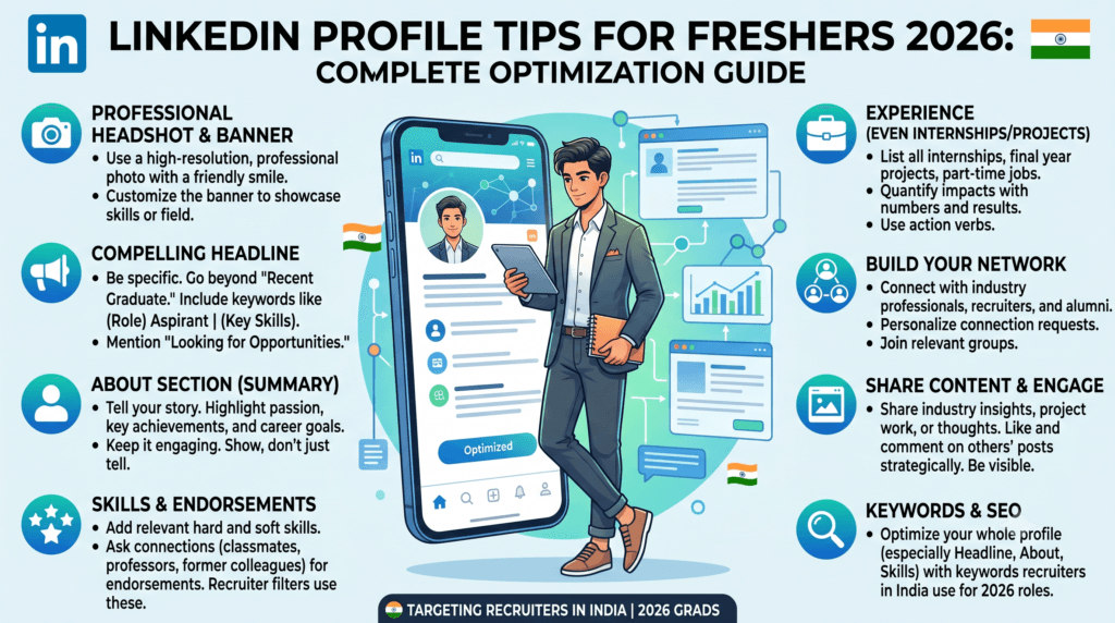LinkedIn profile tips freshers 2026