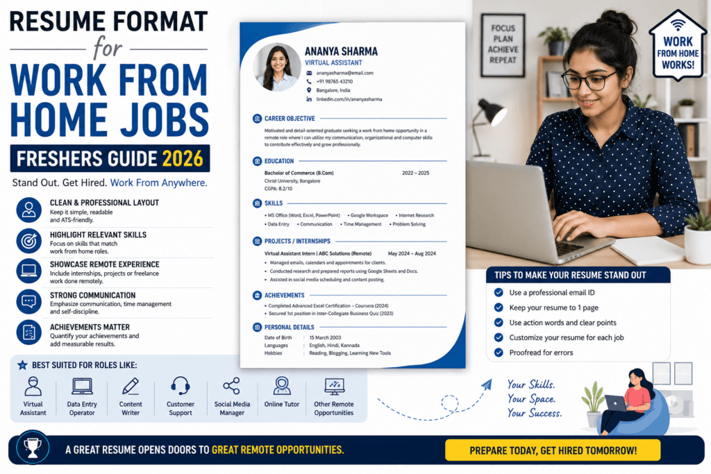 resume format for work from home jobs