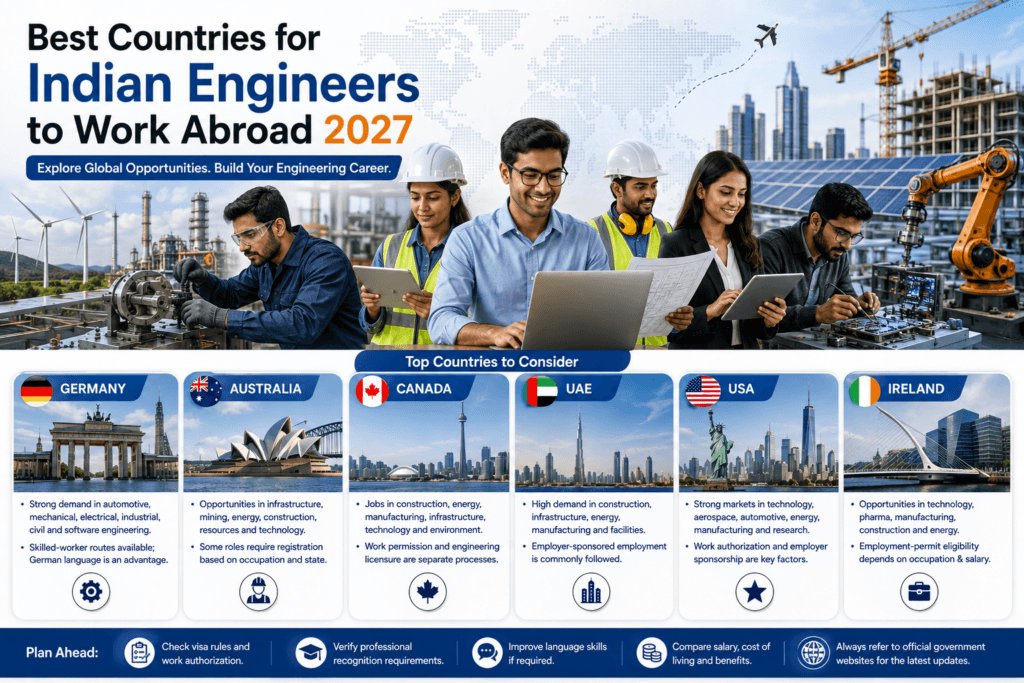 best countries for Indian engineers to work abroad