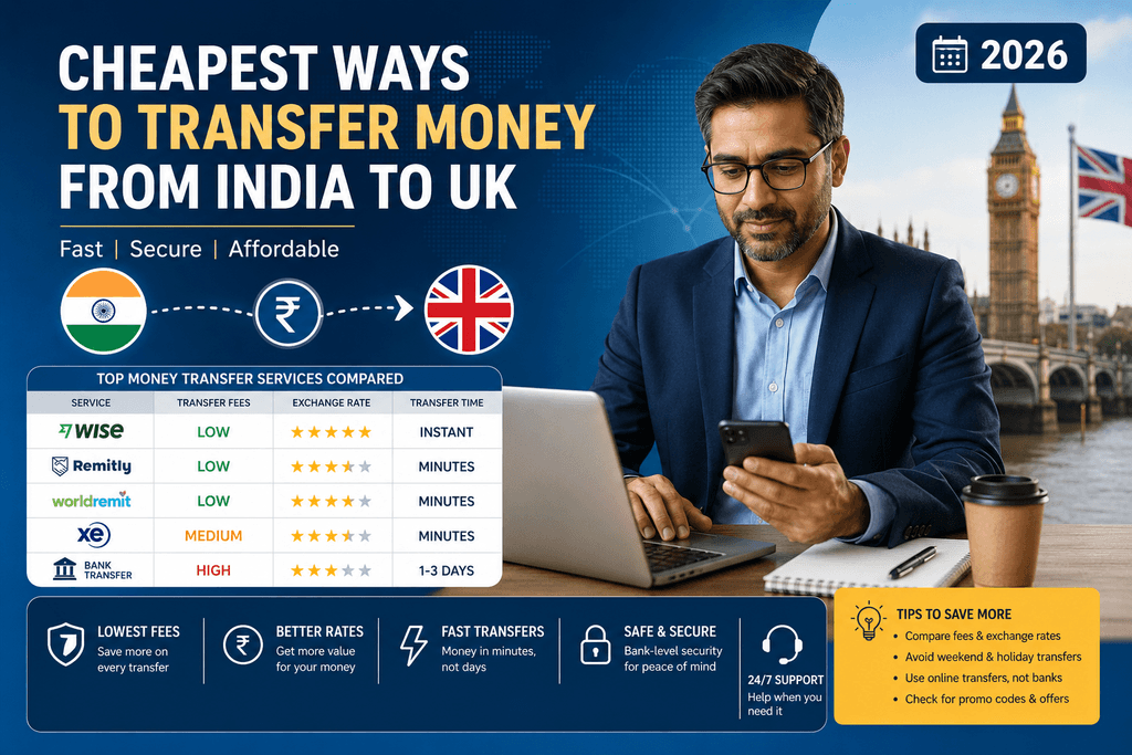 cheapest ways to transfer money from India to UK
